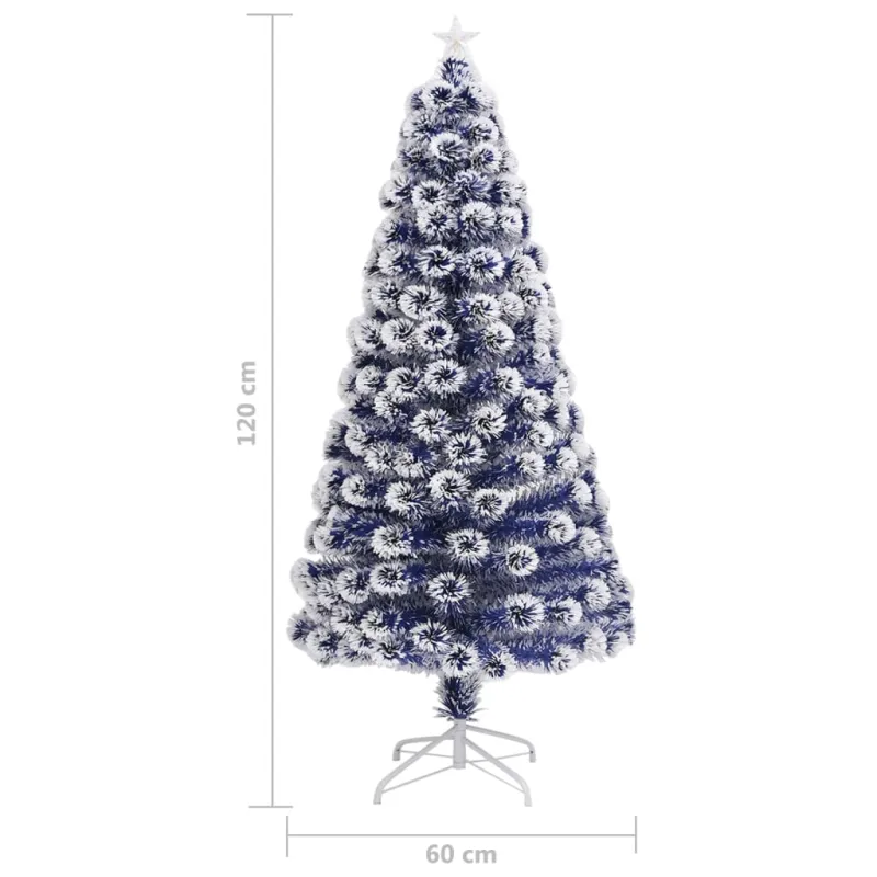 Dirbtinė Kalėdų eglutė, balta/mėlyna, 120cm, optinis pluoštas