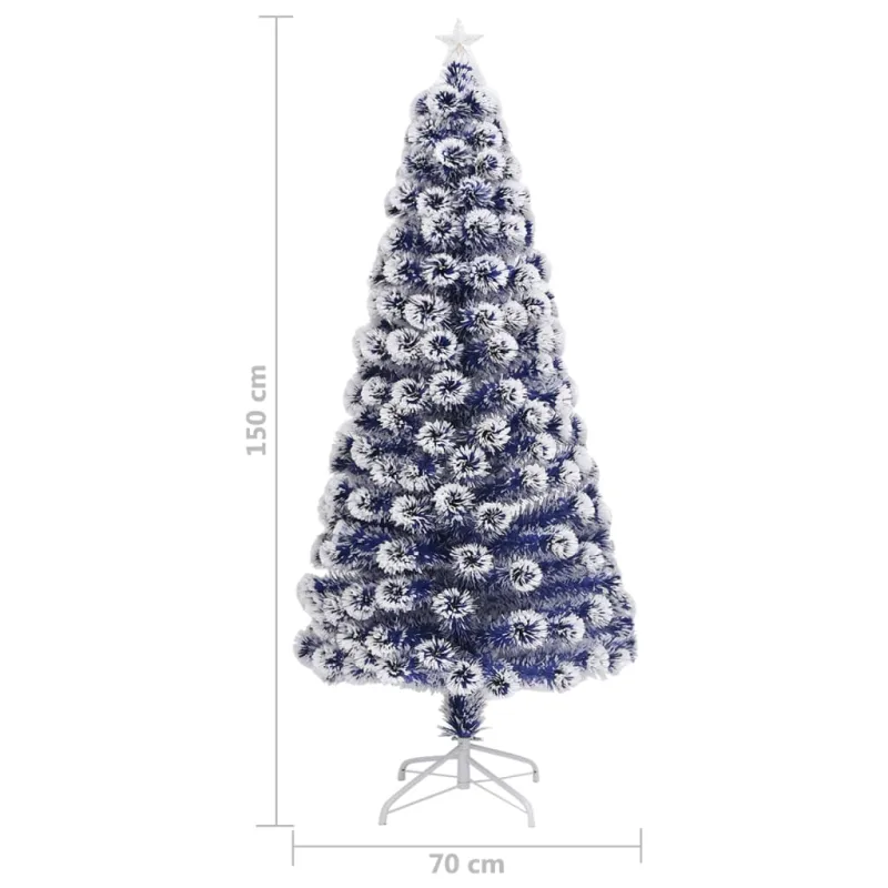 Dirbtinė Kalėdų eglutė, balta/mėlyna, 150cm, optinis pluoštas