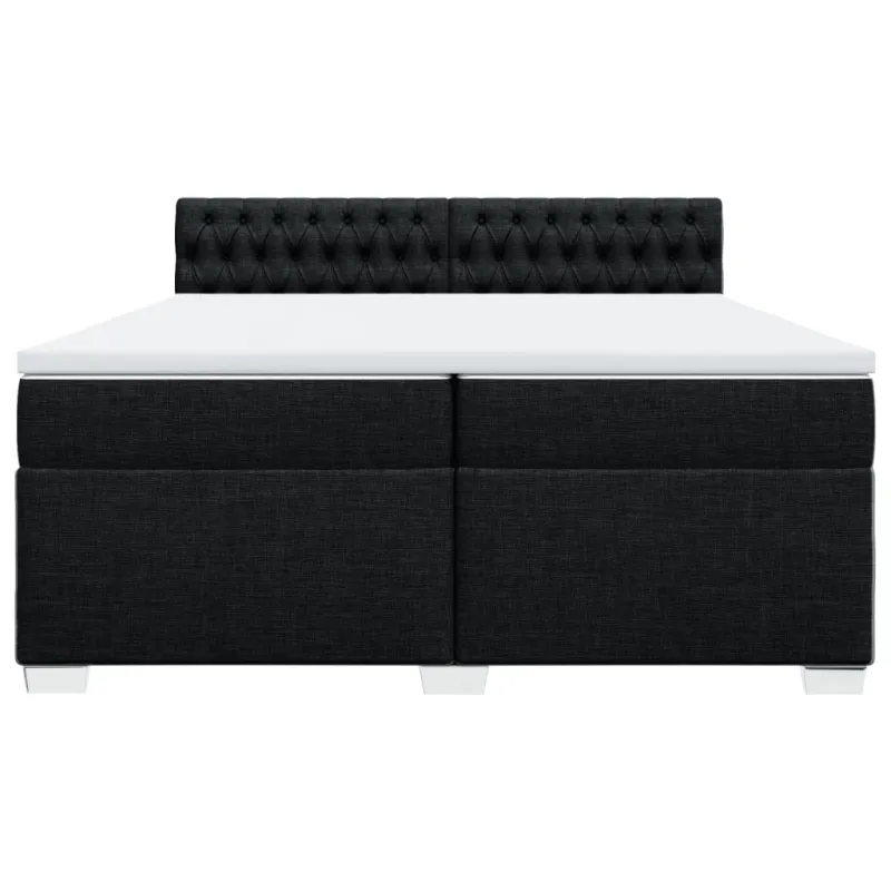 Lova su spyruoklėmis ir čiužiniu, juoda, 200x200 cm, audinys