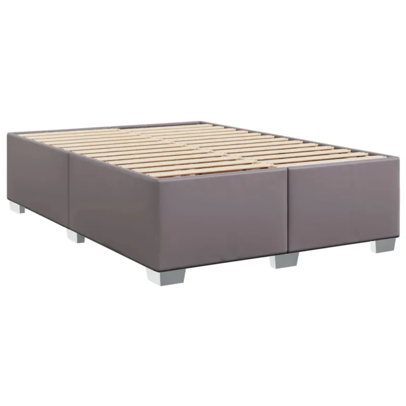Lova su spyruoklėmis ir čiužiniu,pilkas,140x190cm, dirbtinė oda