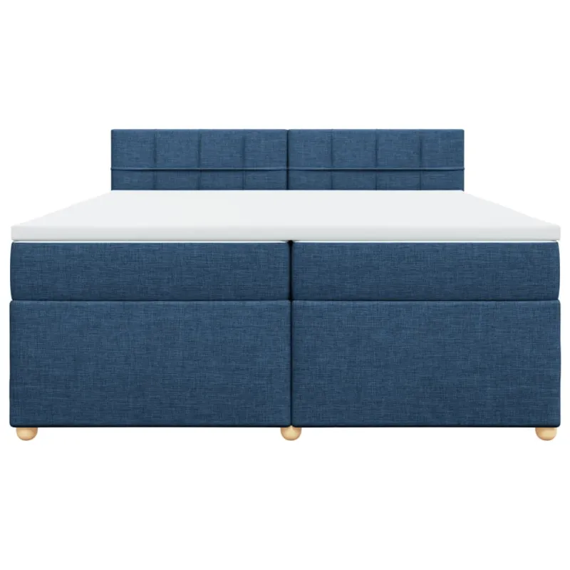 Lova su spyruoklėmis ir čiužiniu, mėlyna, 200x200 cm, audinys