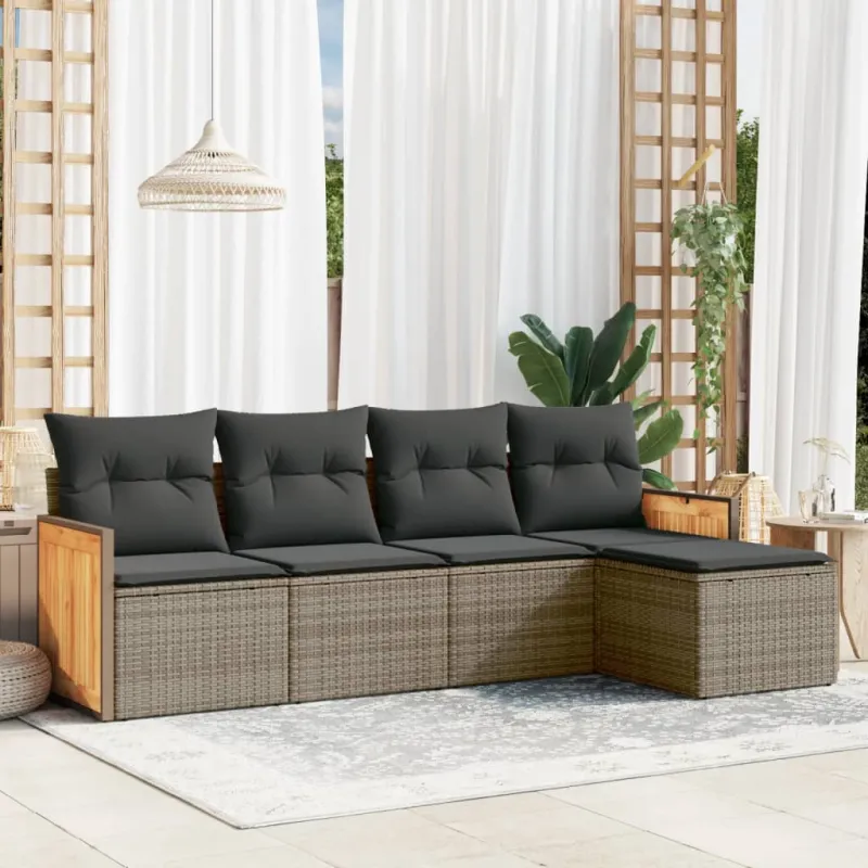 Sofokomplekti, 5-osios dalys su tyynyillä, harmaa, polyratasta