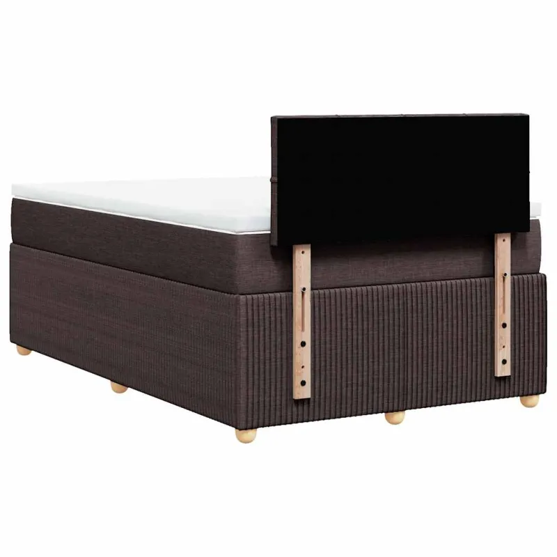 Lova su spyruoklėmis ir čiužiniu, ruda, 120x190cm, audinys