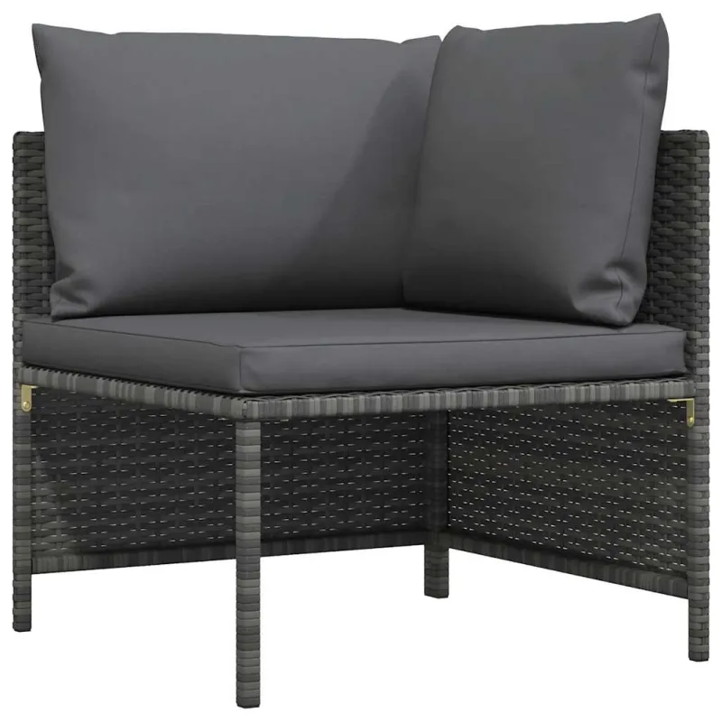 Modulinė kampinė sofa su pagalvėlėmis, pilka, poliratanas