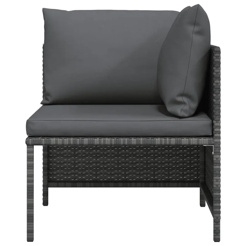 Modulinė kampinė sofa su pagalvėlėmis, pilka, poliratanas