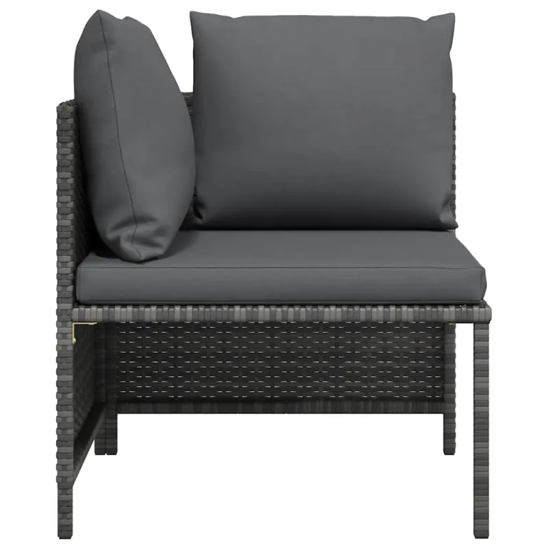 Modulinė kampinė sofa su pagalvėlėmis, pilka, poliratanas