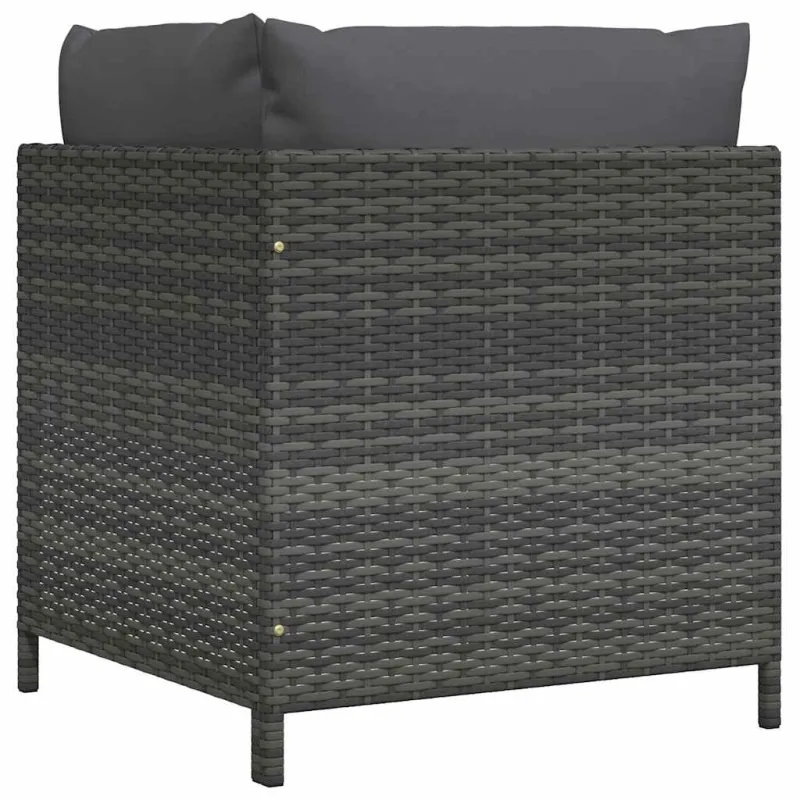 Modulinė kampinė sofa su pagalvėlėmis, pilka, poliratanas