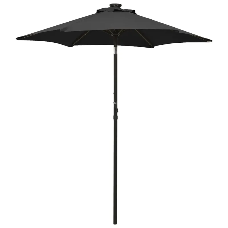 Sodo skėtis nuo saulės su LED, juodas, 200x211cm, aliuminis