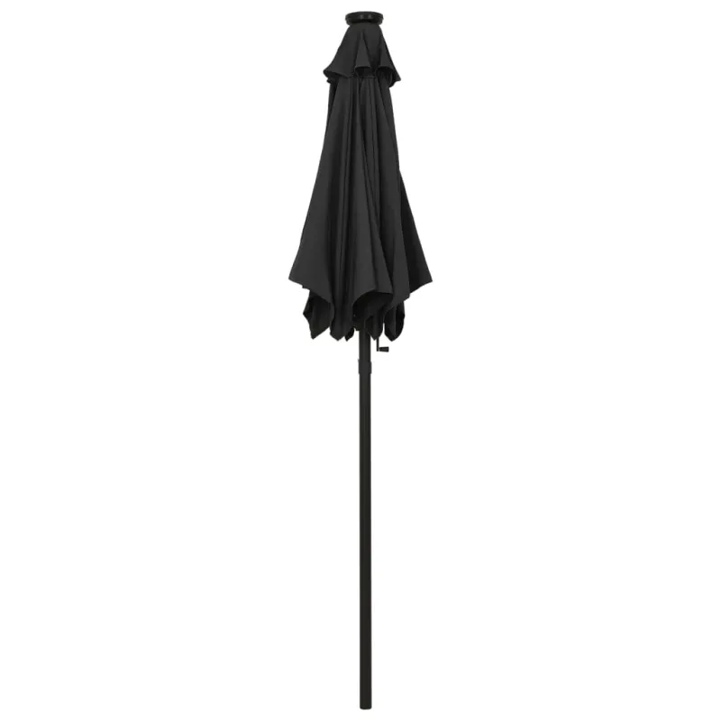 Sodo skėtis nuo saulės su LED, juodas, 200x211cm, aliuminis