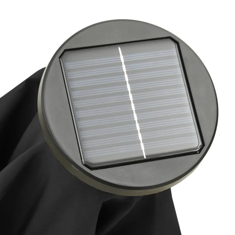 Sodo skėtis nuo saulės su LED, juodas, 200x211cm, aliuminis