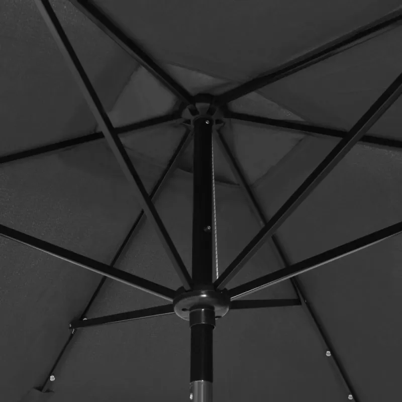 Sodo skėtis nuo saulės su LED/plieniniu stulpu, antracito, 2x3m