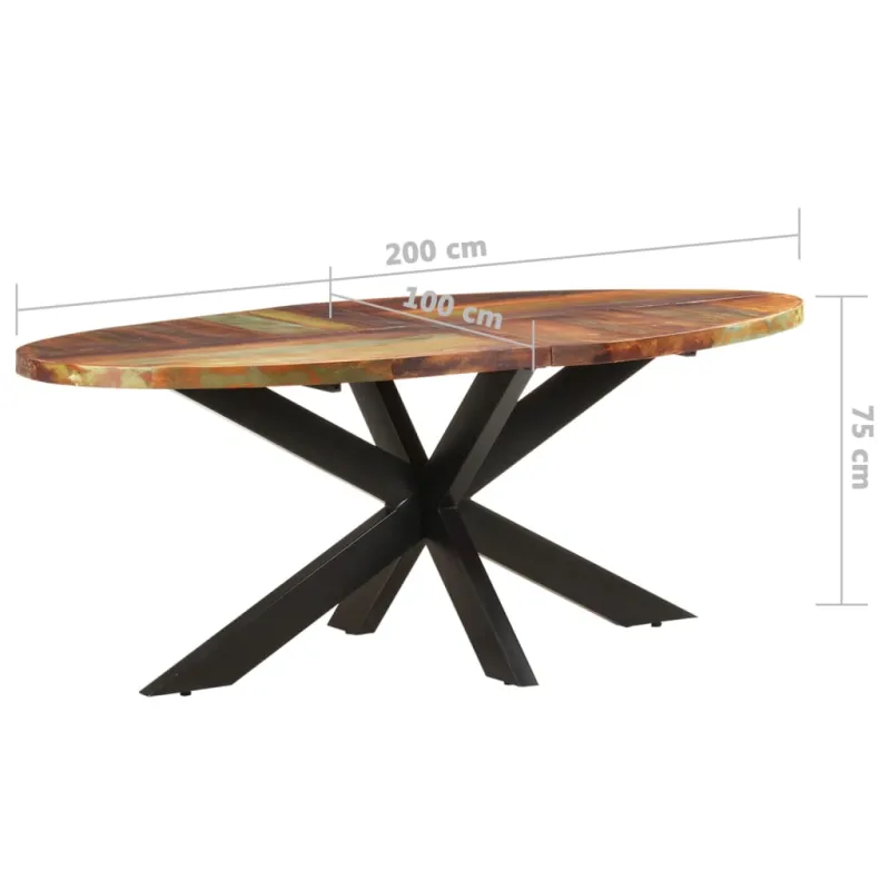 Valgomojo stalas, 200x100x75cm, perdirbtos medienos masyvas