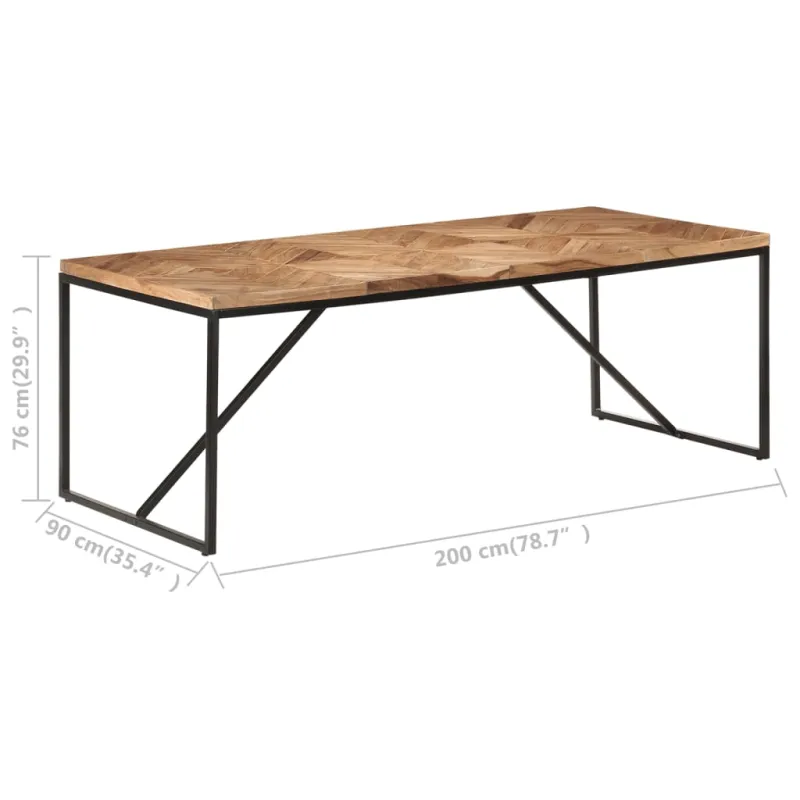 Valgomojo stalas, 200x90x76cm, akacija ir mango mediena