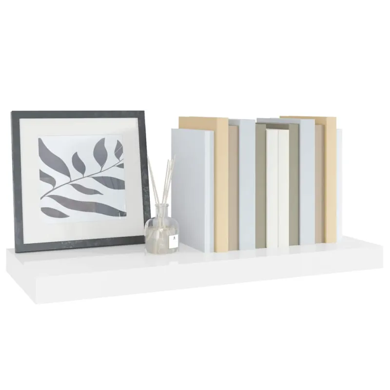 Pakabinama sieninė lentyna, balta, 60x23,5x3,8cm, MDF, blizgi