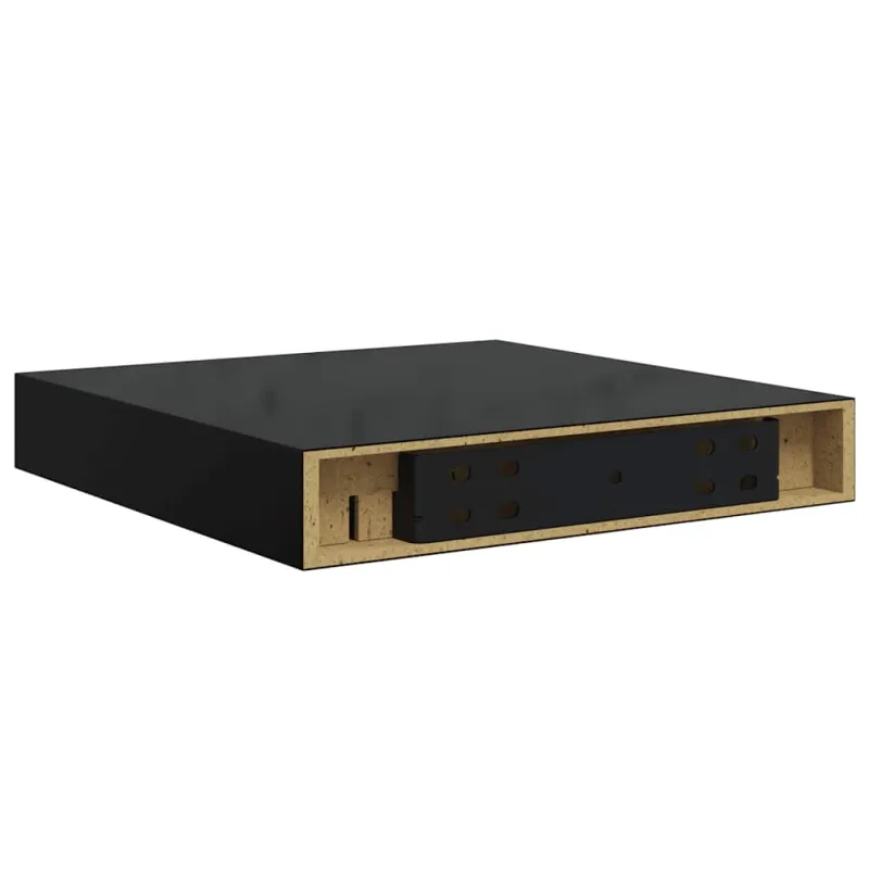 Pakabinamos lentynos, 4vnt., juodos, 23x23,5x3,8cm, MDF