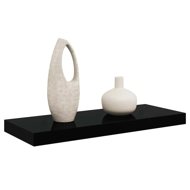 Pakabinama sieninė lentyna, juoda, 60x23,5x3,8cm, MDF, blizgi