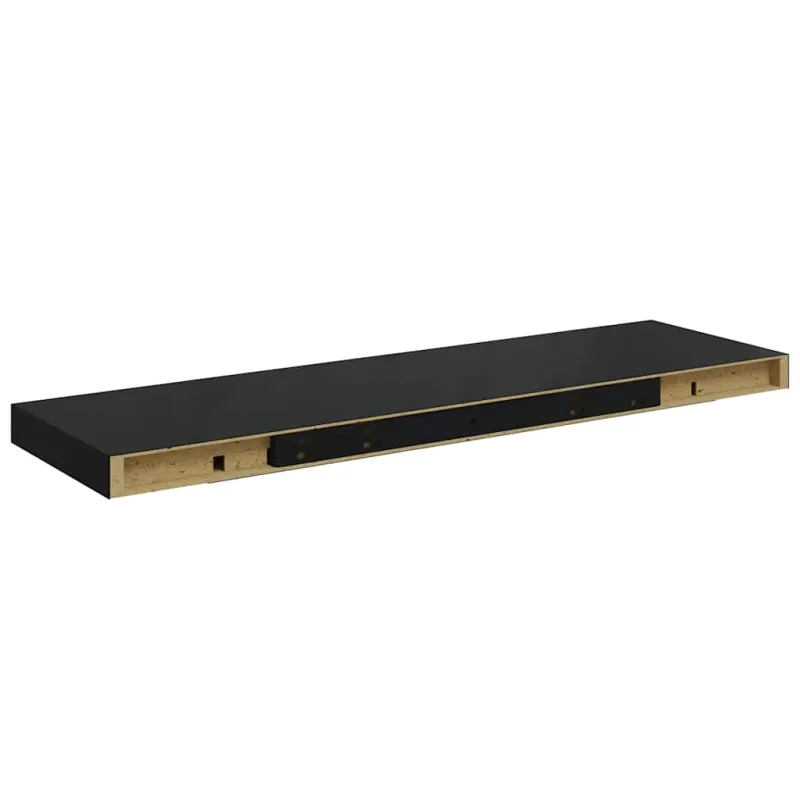 Pakabinamos lentynos, 4vnt., juodos, 80x23,5x3,8cm, MDF
