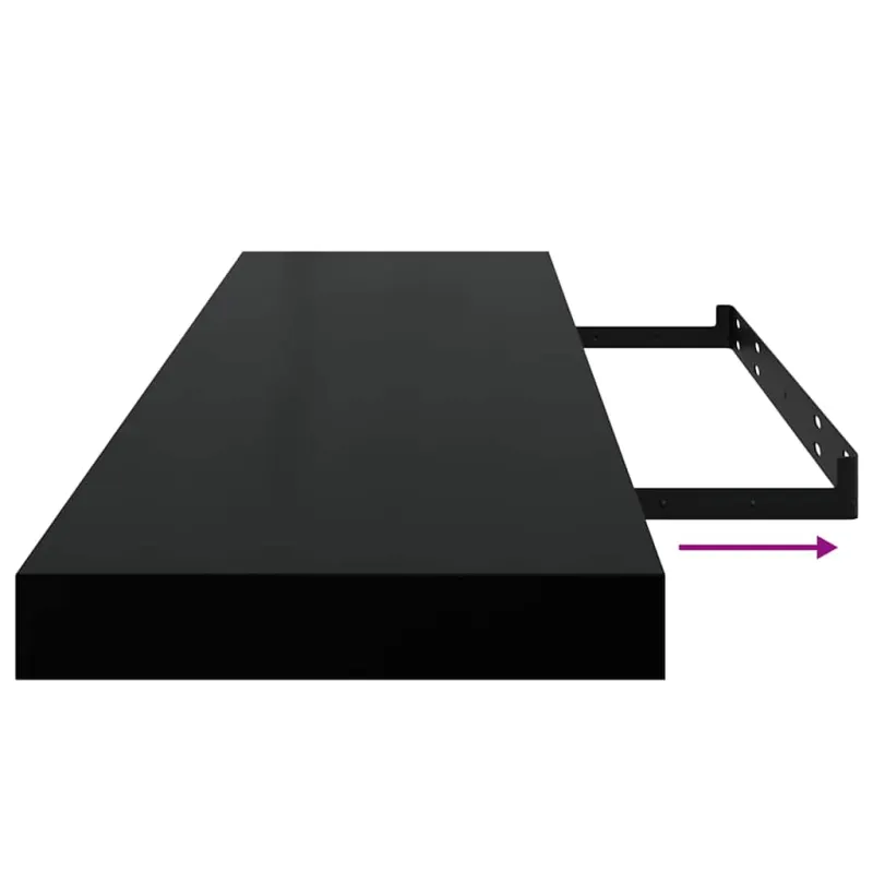 Pakabinamos lentynos, 2vnt., juodos, 90x23,5x3,8cm, MDF