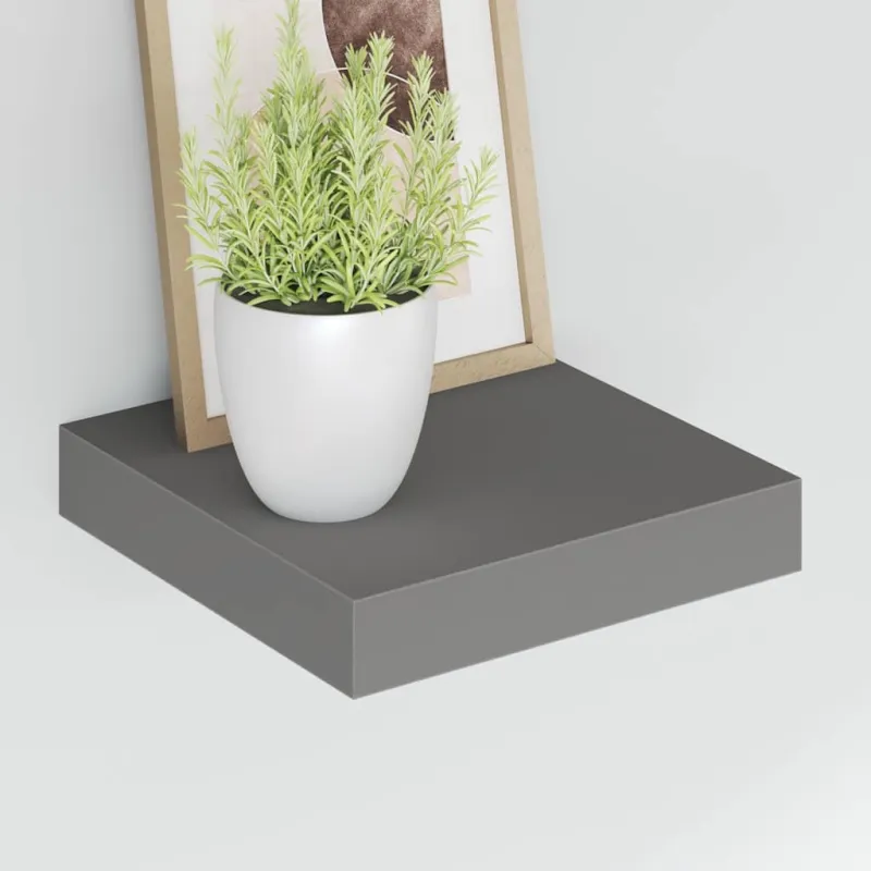 Pakabinama sieninė lentyna, pilka, 23x23,5x3,8cm, MDF, blizgi