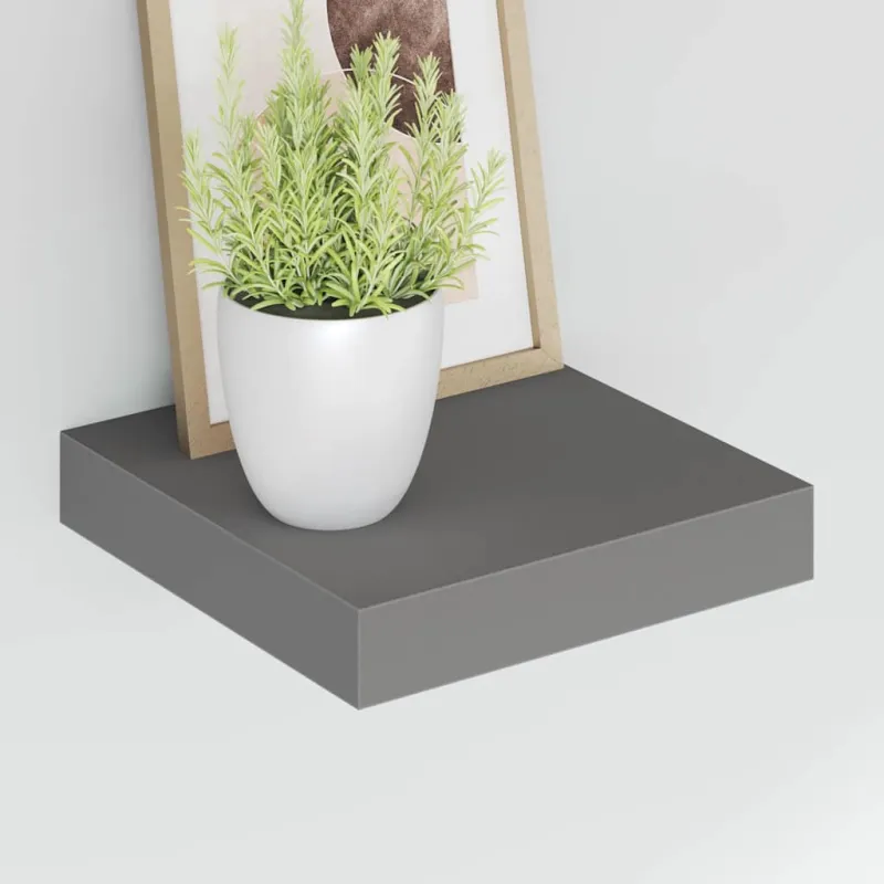 Pakabinamos lentynos, 4vnt., pilkos, 23x23,5x3,8cm, MDF