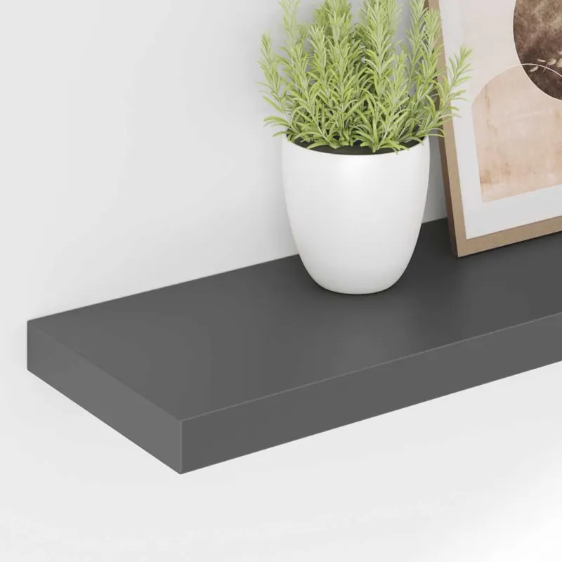 Pakabinamos lentynos, 2vnt., pilkos, 90x23,5x3,8cm, MDF