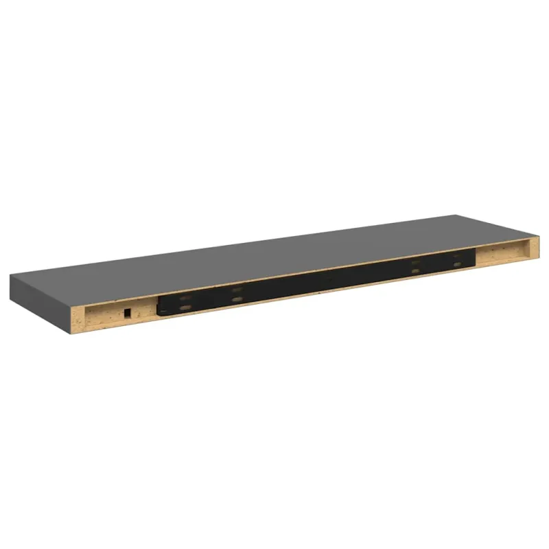 Pakabinamos lentynos, 2vnt., pilkos, 90x23,5x3,8cm, MDF