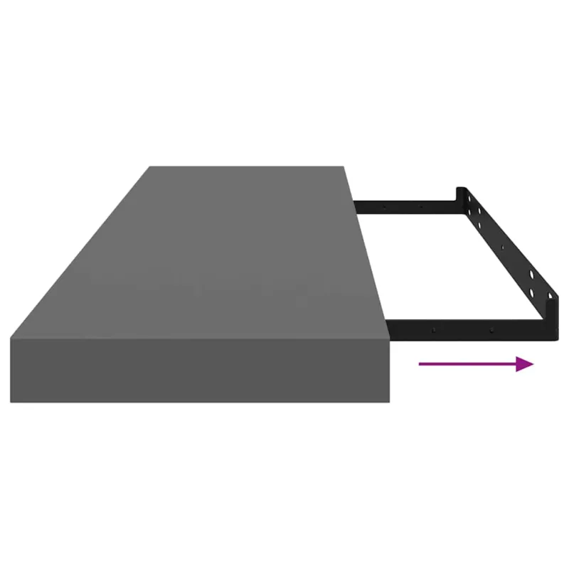 Pakabinamos lentynos, 2vnt., pilkos, 90x23,5x3,8cm, MDF
