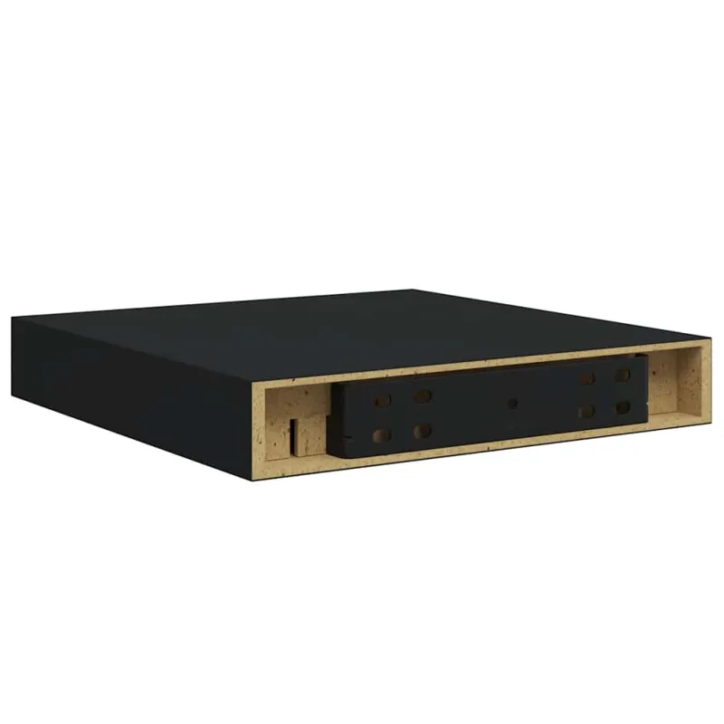 Pakabinamos lentynos, 2vnt., juodos, 23x23,5x3,8cm, MDF
