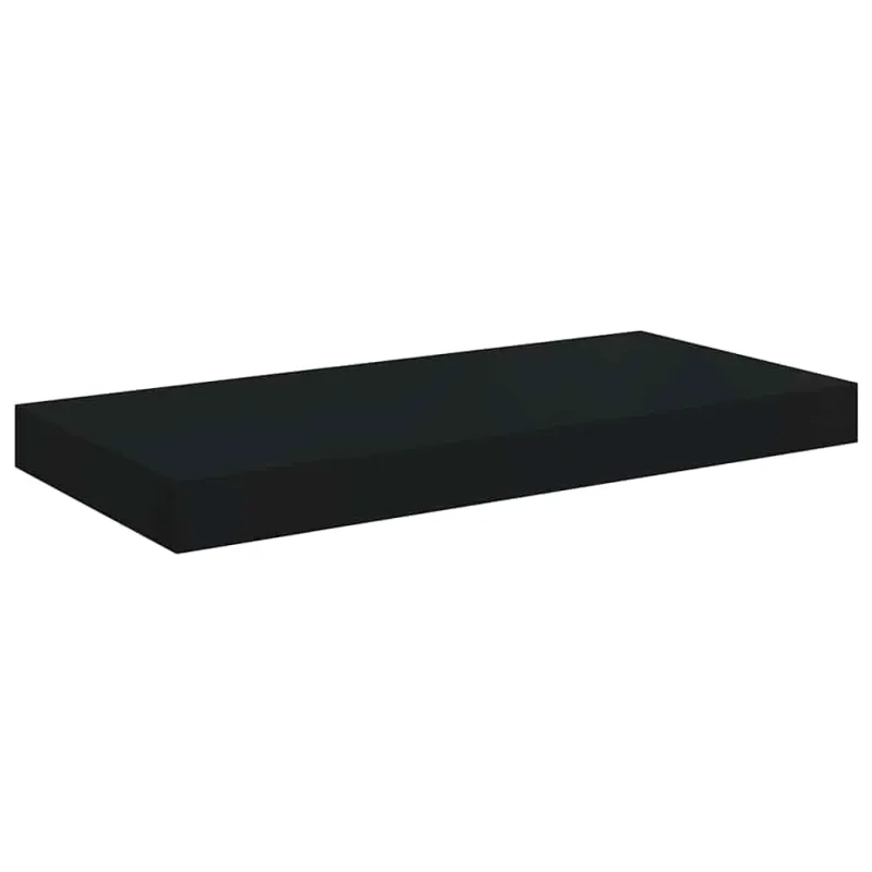 Pakabinamos sieninės lentynos, 2vnt., juodos, 50x23x3,8cm, MDF