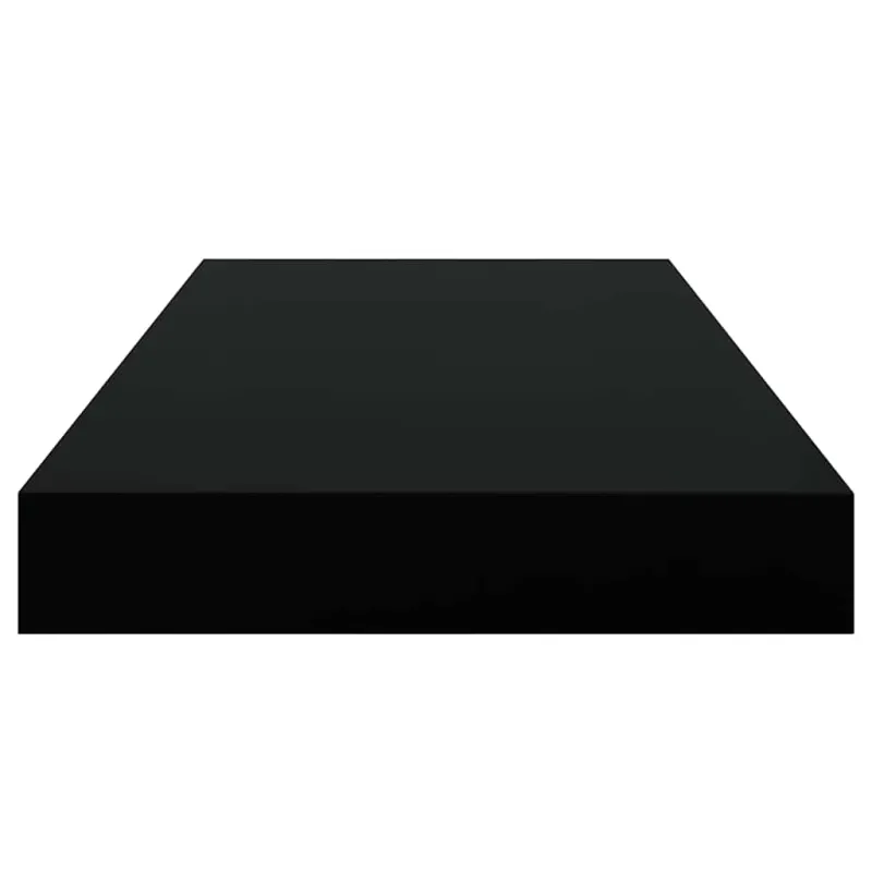 Pakabinamos sieninės lentynos, 2vnt., juodos, 50x23x3,8cm, MDF