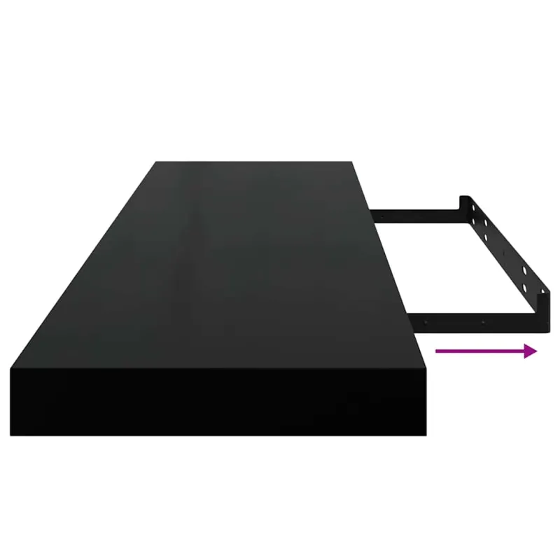 Pakabinamos lentynos, 2vnt., juodos, 90x23,5x3,8cm, MDF