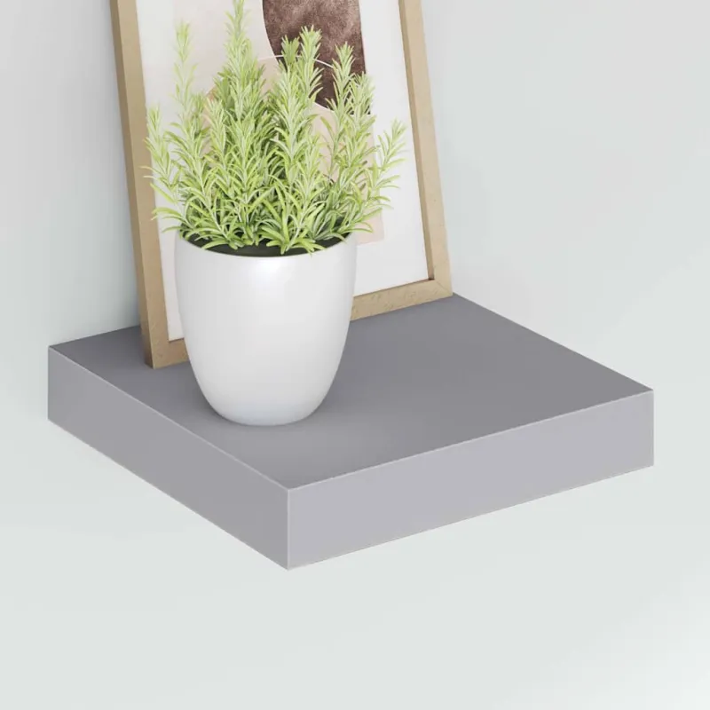 Pakabinamos lentynos, 2vnt., pilkos, 23x23,5x3,8cm, MDF