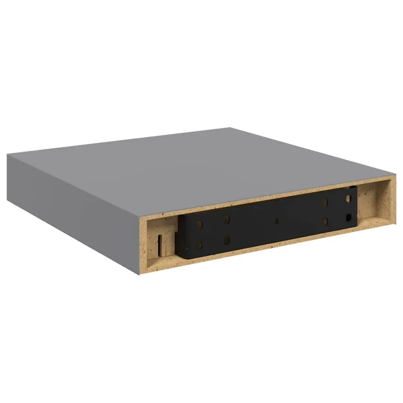 Pakabinamos lentynos, 2vnt., pilkos, 23x23,5x3,8cm, MDF