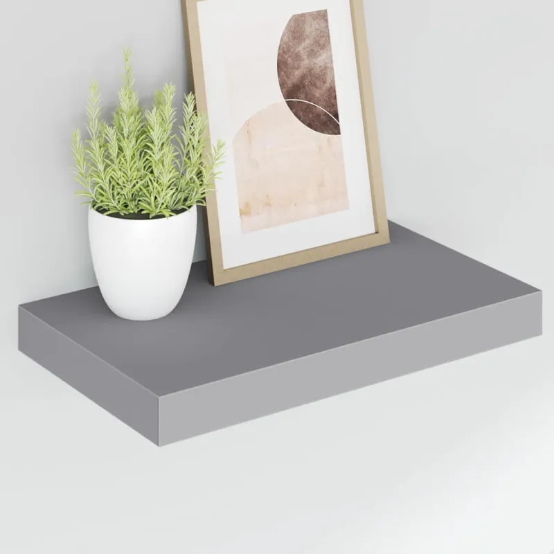 Pakabinama sieninė lentyna, pilkos spalvos, 40x23x3,8cm, MDF
