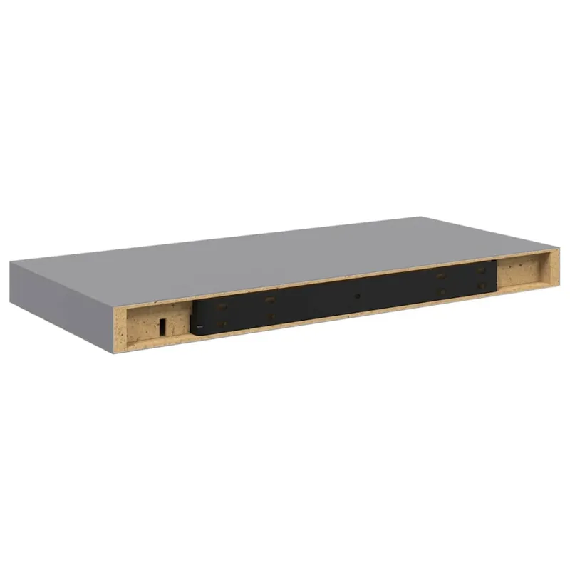 Pakabinamos sieninės lentynos, 2vnt., pilkos, 50x23x3,8cm, MDF