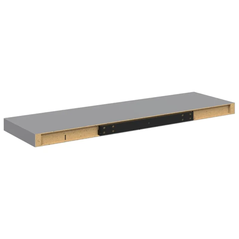 Pakabinamos lentynos, 4vnt., pilkos, 80x23,5x3,8cm, MDF