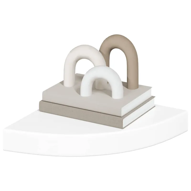 Pakabinama kampinė lentyna, blizgi balta, 25x25x3,8 cm, MDF