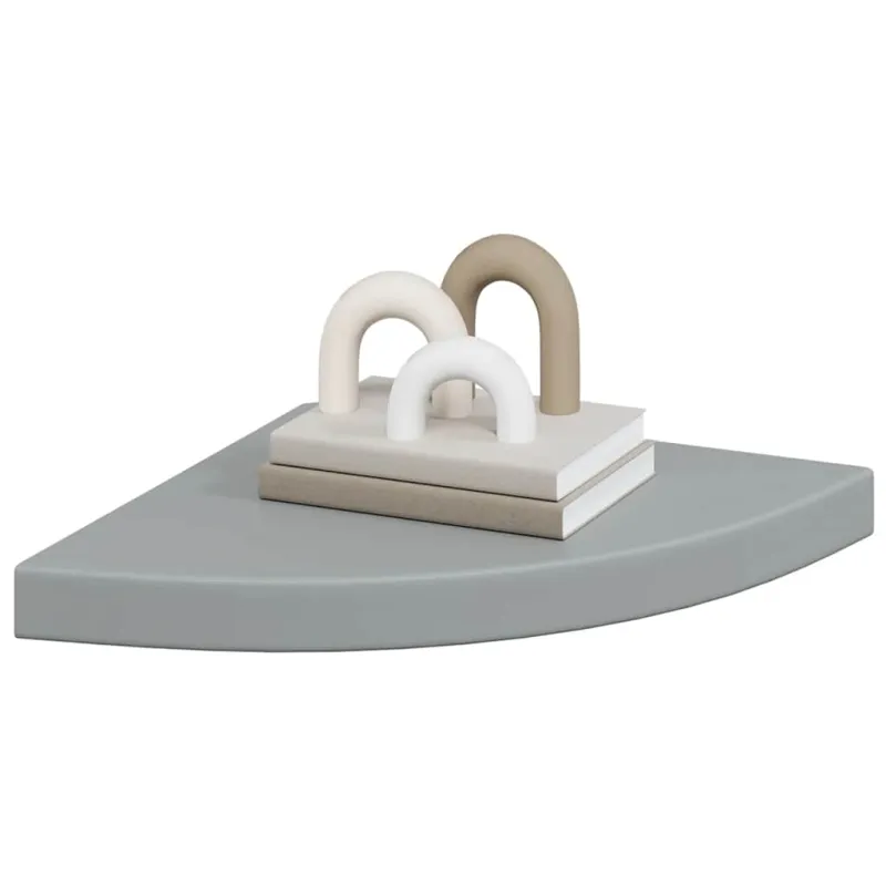 Pakabinamos kampinės lentynos, 2vnt., pilkos, 35x35x3,8cm, MDF