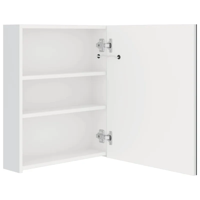 Veidrodinė vonios spintelė su LED apšvietimu, balta, 50x14x60cm