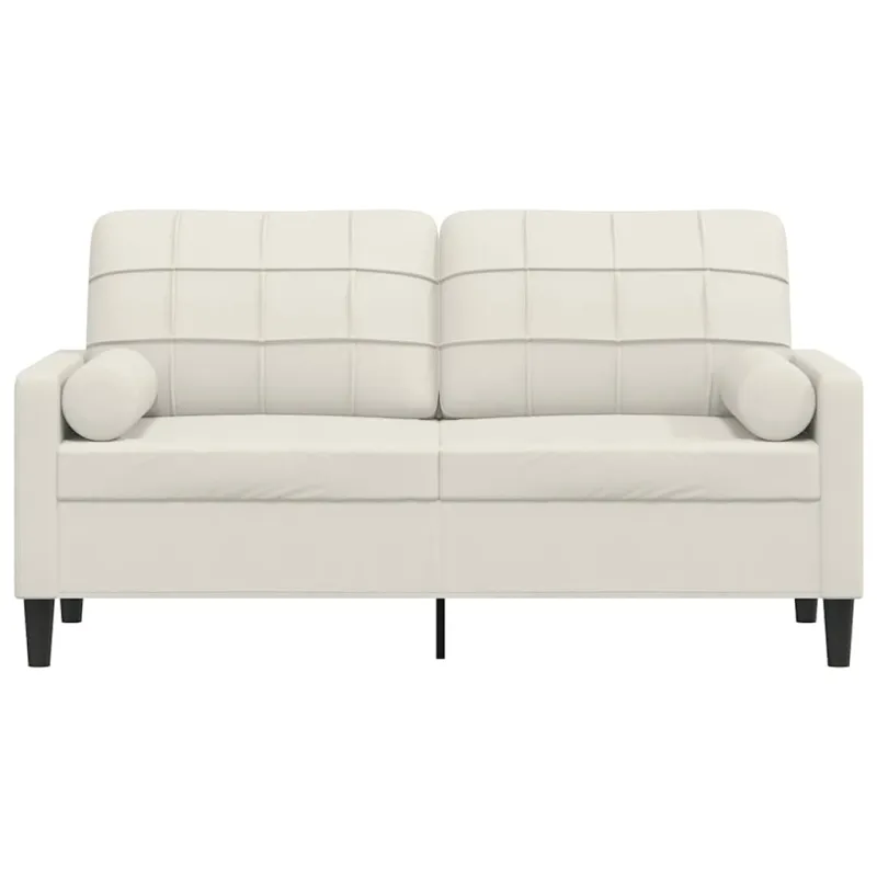 Dvivietė sofa su pagalvėlėmis, kreminės spalvos, 140cm, aksomas