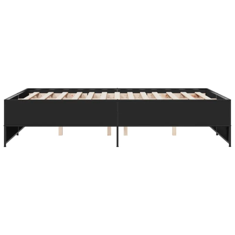 Lovos rėmas, juodas, 140x190cm, apdirbta mediena ir metalas