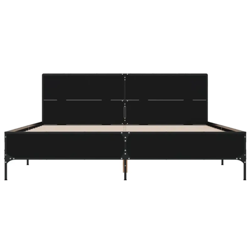 Lovos rėmas, juodas, 135x190cm, apdirbta mediena ir metalas