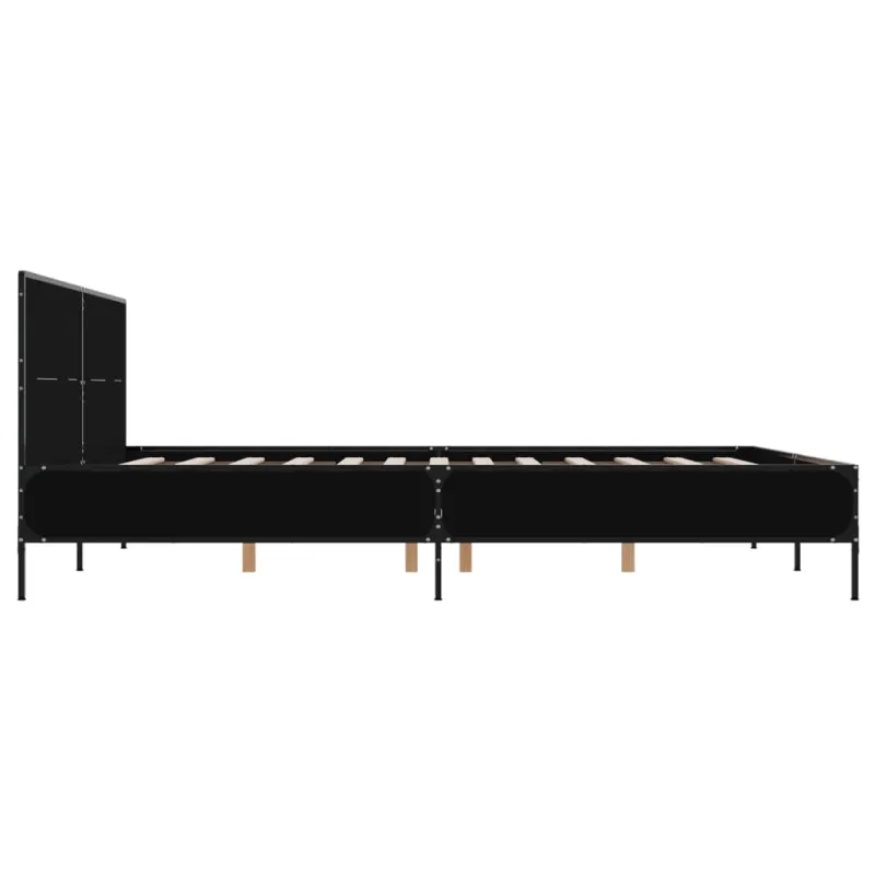 Lovos rėmas, juodas, 135x190cm, apdirbta mediena ir metalas