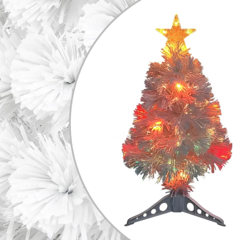 Dirbtinė apšviesta Kalėdų eglutė, balta, 64cm, optinis pluoštas
