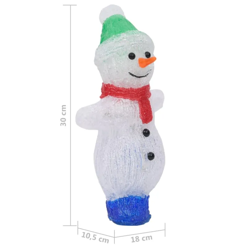 Akrilinė kalėdinė LED dekoracija sniego senis, 30cm