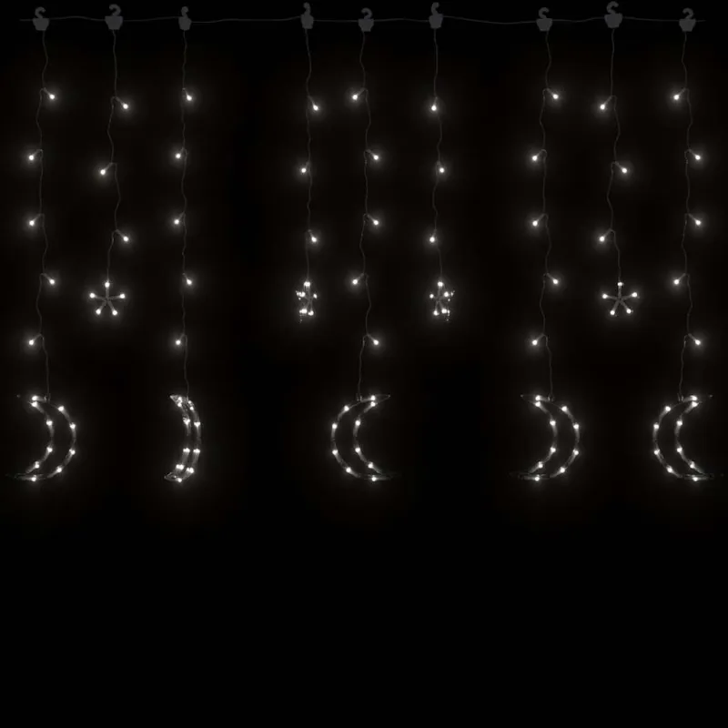 Girlianda žvaigždės ir mėnuliai, 345 šaltos baltos LED lemputės
