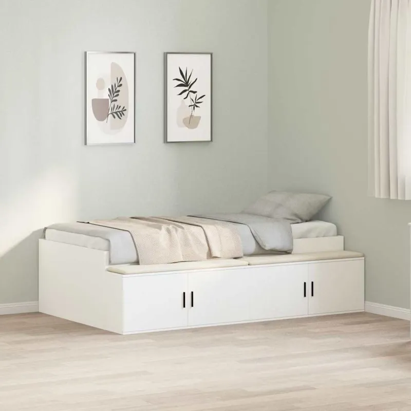 Lovos rėmas su stalčių Balta 70 x 190 cm Apdirbta mediena