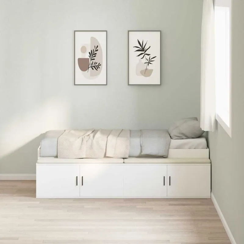 Lovos rėmas su stalčių Balta 70 x 190 cm Apdirbta mediena