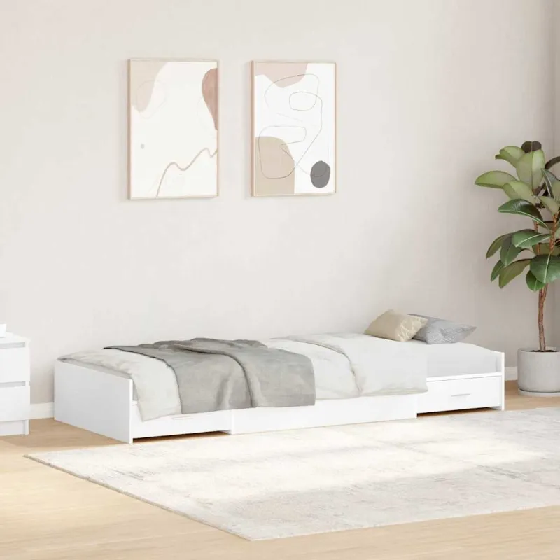 Lovos rėmas su galvūgalio Balta 98.5 x 200 cm Apdirbta mediena