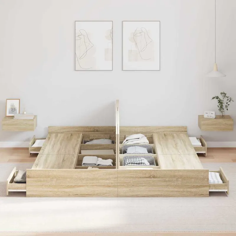 Lova su daiktų laikymo vieta Sonoma ąžuolas 200 x 200 cm